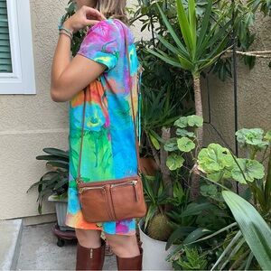 Vintage light brown Fossil pebble leather shoulder bag